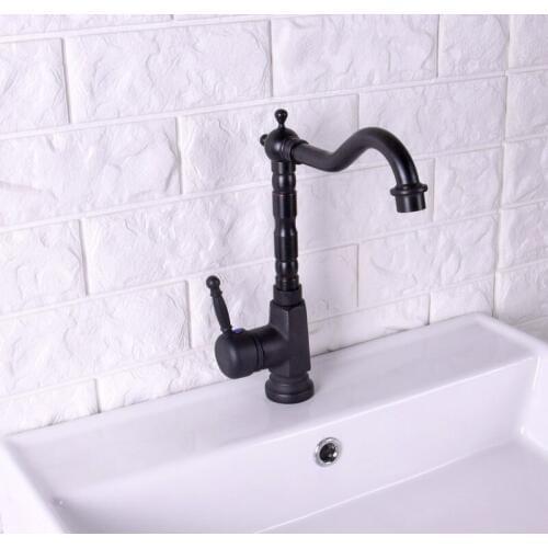 Black Oil Rubbed Brass Single Lever Handle Swivel Spout Bathroom Basin Kitchen Sink Faucet Cold & Hot Mixer Tap asf123
