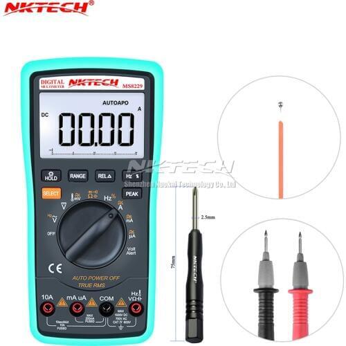 NKTECH Digital Multimeter MS8229 Ture RMS 19999Count Auto-range Temperature Frequency Capacitance Ohm AC DC Electric Field Test