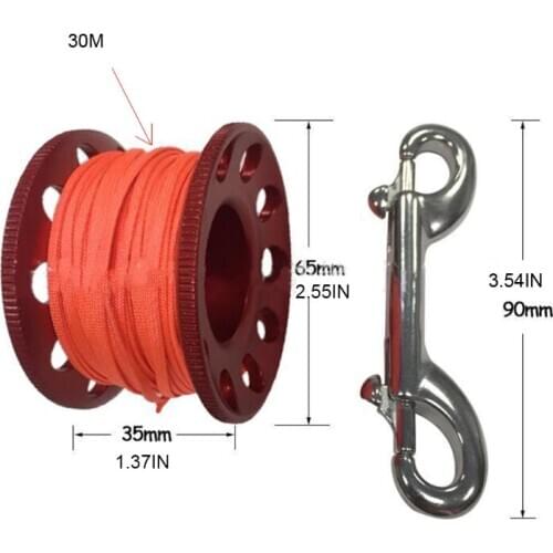 Scuba Diving Finger Spool Reel with 30m Guide Line Diving Spool Shaft with Hook Anti-Winding Device Reel Surface Marker