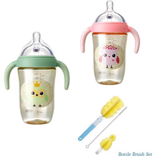 VALUEDER Baby Bottle with Brush Set 2018 New Arrival BPA Free PPSU Feeding Bottle with Nipple Brush Straw Brush for Infants
