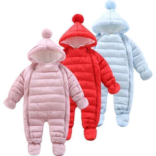 2019 Baby Romper Fleece Warm Overalls for Newborns Boys Winter Hoodie Toddler Girl Romper Long Sleeve Unisex Childrens Clothing