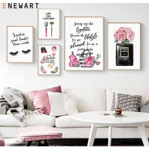 Perfume Make Up Posters and Prints Beauty Salon Quote Wall Art Print Eyelash Lipstick Picture Bedroom Decoration Home Home