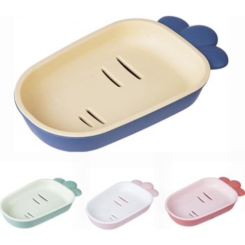 Lovely Radish Double Layer Bathroom Soap Dish Box Draining Holder Rack Organzier