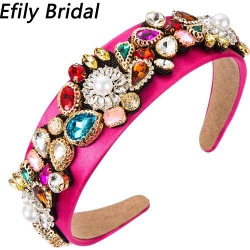Efily Handmade Rhinestone Hairbands Crystal Headbands for Women Hair Accessories Party Headpiece Fashion Headwear Jewelry Gifts