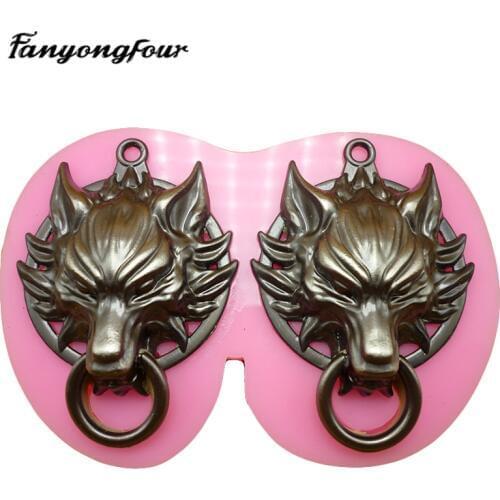 Wolf head handle cake mold silicone mold chocolate gypsum candle soap candy mold kitchen baking free shipping