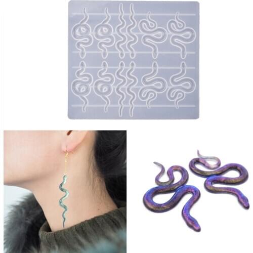 Snake Pendant Earring Resin Molds 6 Pair Serpent Shapes Dangle Earring Silicone Epoxy Resin Casting Molds Jewelry Making
