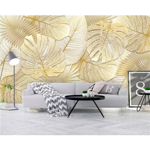 Beibehang Custom wallpaper murals tropical rainforest Golden banana leaf Photo wallpaper background wall wall papers home decor