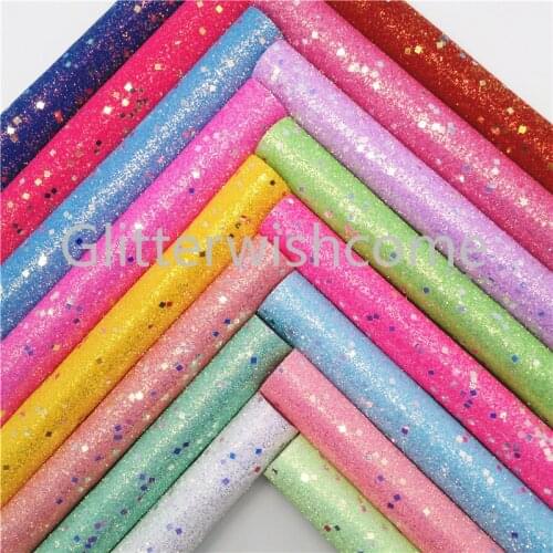 Glitterwishcome 21X29CM A4 Size Synthetic Leather, Neon Chunky Glitter Leather, Faux PU Leather fabric Vinyl for Bows, GM562A