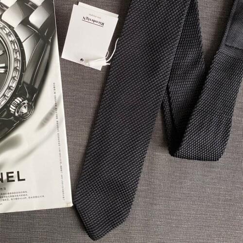 RICODESIGN formal classic business necktie solid black knit adult tie 7cm wide