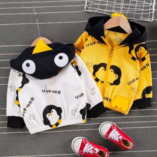 Autumn New Childrens Clothing Cartoon Penguin Jacket Boys Girls Baby Outing Clothes Jacket Children Zipper Cardigan Jacket