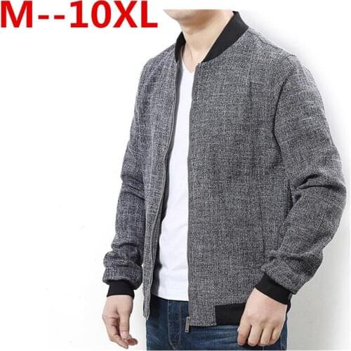 10XL 8XL 6XL 5XL Spring Autumn Mens Jackets Thin Solid Fashion Coats Male Casual Slim Stand Collar Bomber Jacket Men Overcoat