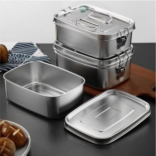 Stainless Steel Lunch Bento Box with Sealed Lid Large Capacity Double Layer Anti-Leak Food Storage Container Kitchen Tableware
