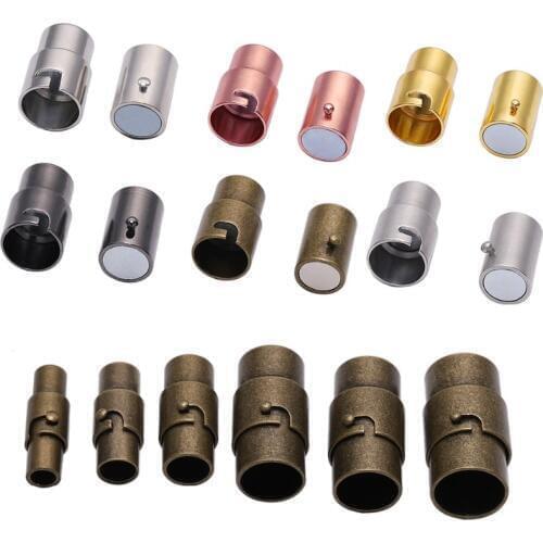 10pcs/lot 3 4 5 6 8 10mm Strong Magnetic Clasp With Locking Fit Leather Cord End Caps For DIY Making Bracelet Connectors Finding
