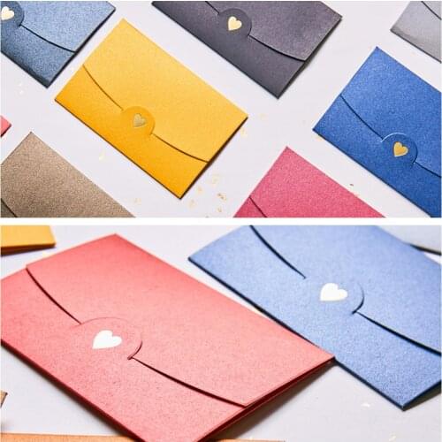 Macaron 17.5*12.4cm/6.89*4.89inch Small Greeting Card Name Card Envelope Hot Stamping ​love Pearlescent Paper Mini Envelopes