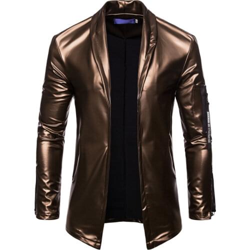 2021 Elastic PU Leather Jacket Men Motorcycle Jacket Slim Fit Jacket Mens Casual Street Biker Coat Pleated Design Business Coat