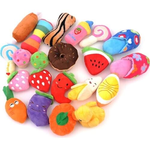 Stuffed Dog Toy Squeaker Squeaky Plush Toy for Dog Chew Toys Sound Fruits Vegetables Donut Banana Elephant Pig Toys Pet Supplies