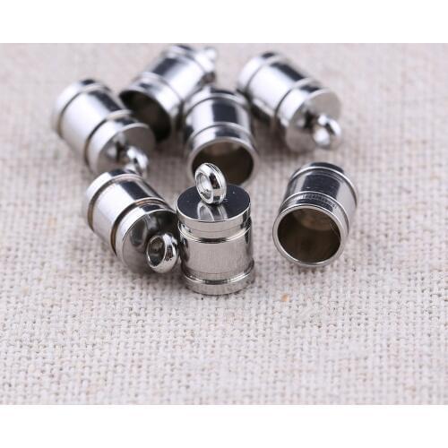 Onwear 20pcs stainless steel end cap clasps 5mm for leather cord diy bracelets jewelry connector findings