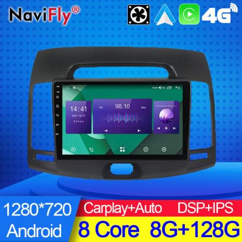 NaviFly 7862C 6G 128G 1280*720 Carplay Android 10 All In One Car Radio Mulitimedia For Hyundai Elantra 4 HD 2006 - 2012