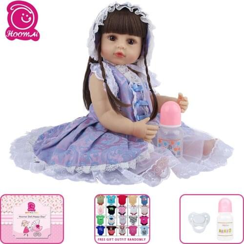 HOOMAI New Fashion Full Body Silicone Reborns Dolls 22 Inch Real Newborn Reborn Babies Toys for Girls Gift Brinquedos