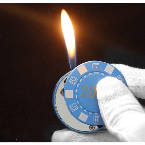 Novelty Lighter Refillable Butane Gas Lighters Chips Coin Shaped Cigarette Lighters Mini Creative Lighter