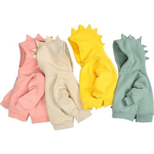 Autumn Kids Baby Girl Clothes For teens Sweatshirt Dinosaur Hooded Shirt Plus velvet Coat Warm Toddler Jacket infant Boy Hoodies