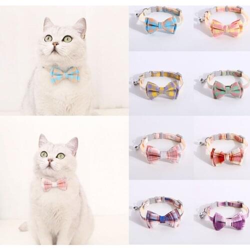 Now Small Fresh Bow Decor Pet Collar Adjustable Dot Design Cute Bell Dog Collar Bow Kitten Sweet Collar Pet Clothing Supplies