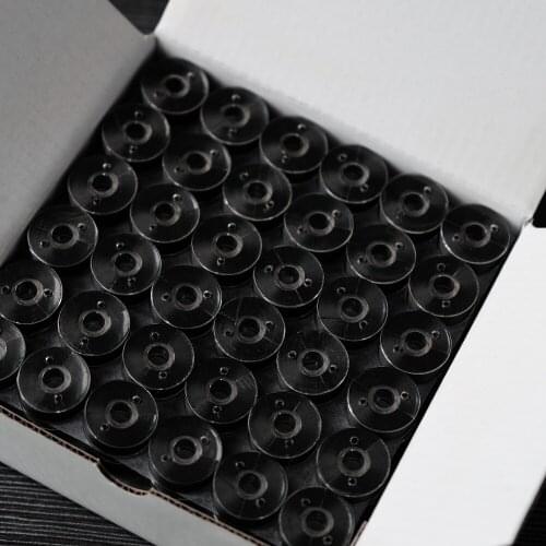 Class 15 Plastic Sided Type A Size Black color Machine Embroidery Prewound Bobbin Thread,144pcs