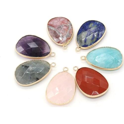Natural Crystal Stone Pendant Irregular Faceted Agates Amethyst Howlite Stone Charms for Jewelry Making Necklace Bracelet Gift