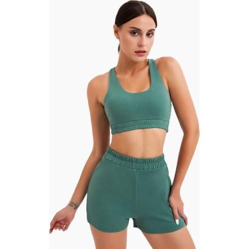 2PCS Casual Sport Yoga Set Running Fitness Gym Suit Sportwear Women Set Workout Clothes For Women High Waist Short Activewear