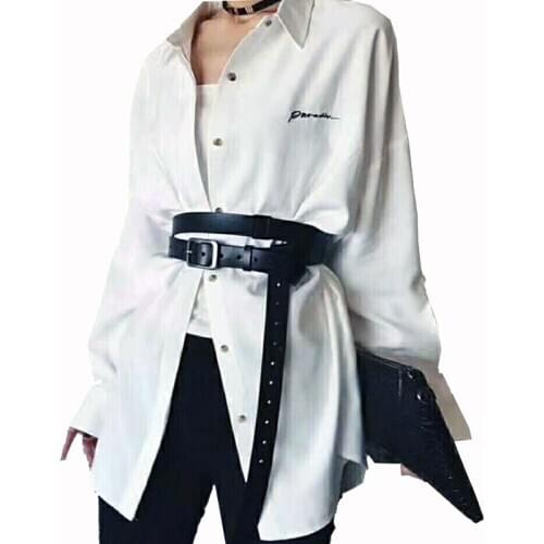 Fashion Personality Leather Long Belt Women Waist Designer Black Belt Ladies Leisure Dress Waistband For Jeans