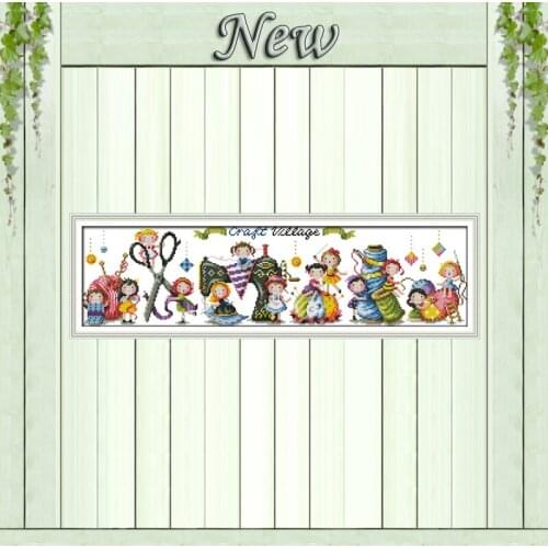 Craft village cartoon Decor paintings counted print on the canvas DMC 11CT 14CT kits DIY Cross Stitch embroidery needlework Sets