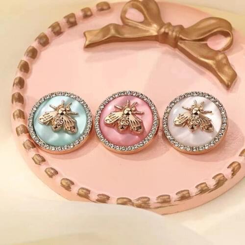 Luxury Rhinestones Buttons for Clothing Fashion Button Up Shirt Women Handmade Sewing Accessories Clothes Decoration Buttons Bee