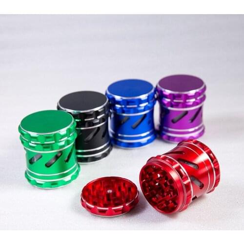 63mm flat waist drum type 4 layer transparent window 3 hole visible smoke grinder metal aluminum alloy grinder