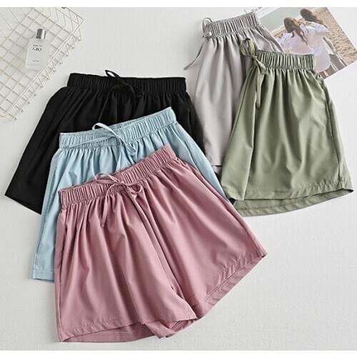 Loose soft cotton spandex shorts black blue casual running summer women pockets shorts workout wear plus size