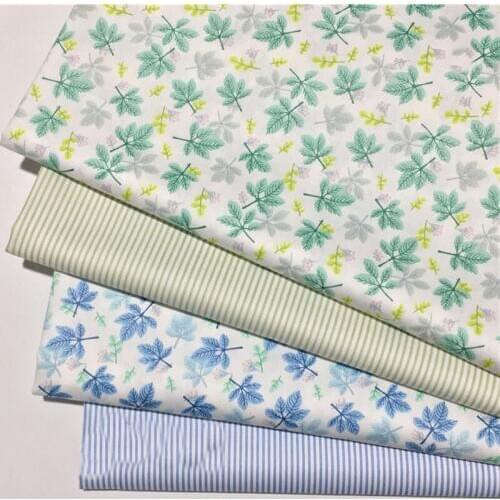 Pretty Blue Green Maple Leaf 100% Cotton Fabric 50x160cm Floral Fabric patchwork quilting bedding cushion baby cloth decor