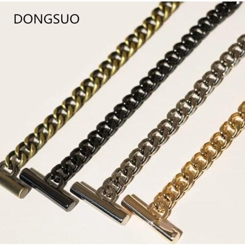 Replacement Chain Flat For designer Handbag Purse Shoulder Bag Gold 8 mm Thickness With Hooks Metal Bag Chain Purse Strap
