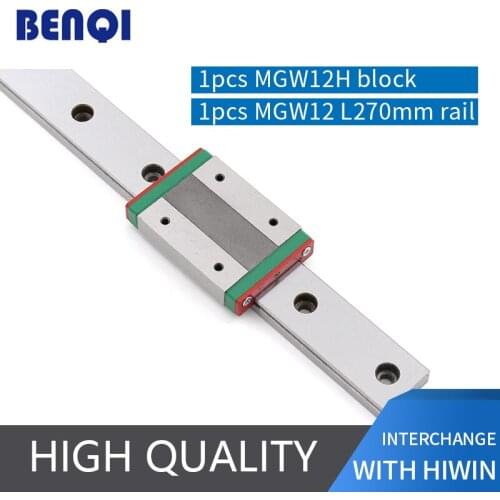 Steel linear rail MGW12R- L270mm + 1pc MGW12H linear block made in china Benqi