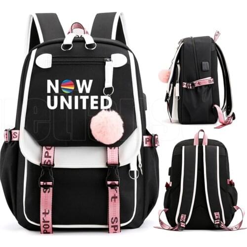 Now United Lyrics High Quality Backpack Women Travel Laptop Children Bookbag SchoolBags for Teenage Girls UN Team Zipper Hip Hop