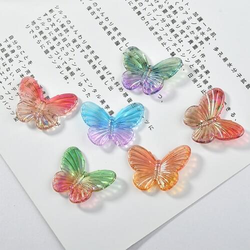 Japanese Color Gradient Acrylic Butterfly Pendant DIY Handmade Earrings Ornament Material Accessories 8pcs