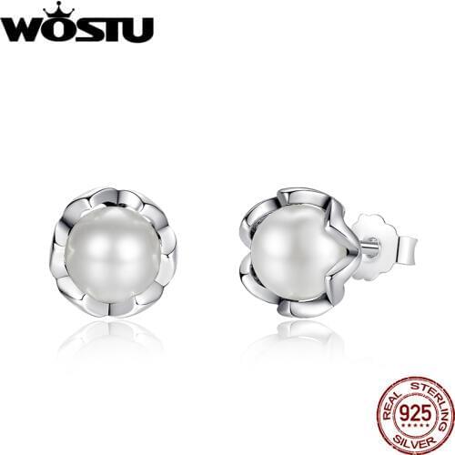 2019 Hot Sale Real 925 Sterling Silver Cultured Elegance Stud Earrings For Women Authentic Jewelry Fashion Gift