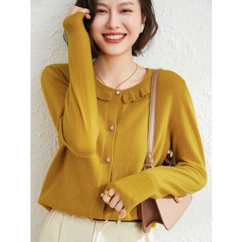 Princess Style 100% Goat Cashmere Knitted Sweet Girls Sweater For Women 2021 New Arrival Winter/ Autumn O-Neck Female Jackets