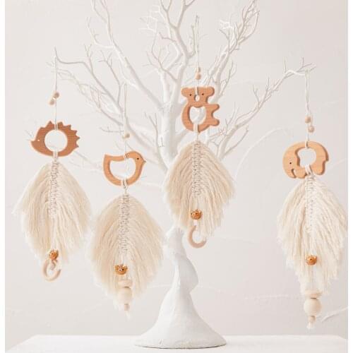 1pcs leaf feather animal pendant decoration boho style hand-woven tapestry wall hanging children room decoration pendant