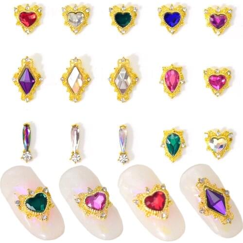 3D Flat Bottom Nail Art Rhinestone Heart AB Nail Art Diamond 10Pcs Nail Art Jewelry Glass Stones For DIY Nail art Decoration