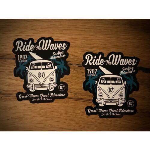 2x Surf Sticker Bulli Bus Tuning Beach Boy Summer Surfing Hang Loose Sun # 279
