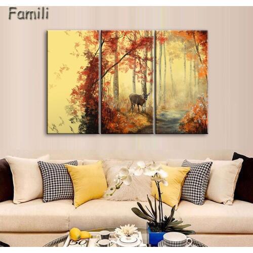 3Pcs/set Printed Painting Of Deer Painting On Canvas Room Decoration Print Poster Picture Canvas Wall Decor Oil Painting