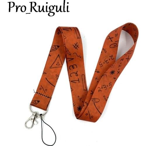 30pcs Back to Scholl Education Leaning Equation Funny art Lanyard Neck Key Strap for Phone Keys ID Card Cartoon webbing ribbons