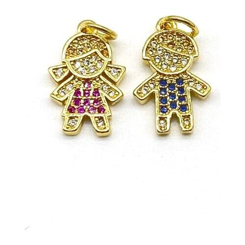 5pcs/lot Jewelry Component CZ Girls And Boys Charms For Jewelry Making