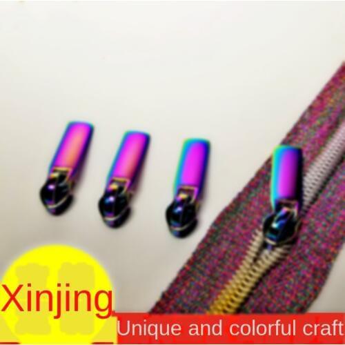 5 Pcs Zipper Pull Pulls Slider Replacement Open End Stone Zippers Head Dazzling Multi-color Iridescent Purple