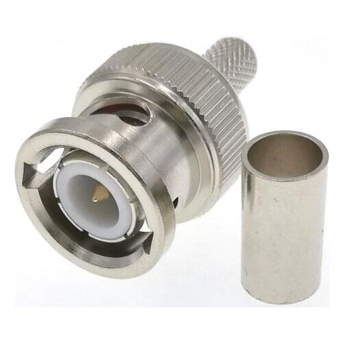 50PCS BNC Connector Crimp On BNC Male RG58 RG142 LMR195 Coax Coaxial Connector Adapter BNC Male 3-Piece Crimp High quality