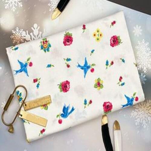 50x105cm Black White Lucky Bird & Flowers Printed Cotton Fabric Design M Fabric Patchwork for Cloth Dress Party Home Decor